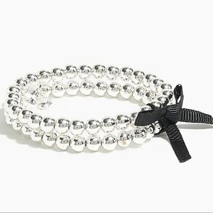 J. Crew Factory Silver Beaded Stretch Bracelet